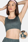 Zelocity Medium Impact Moisture Wicking Sports Bra with Removable Padding - Trekking Green — thumbnail 1